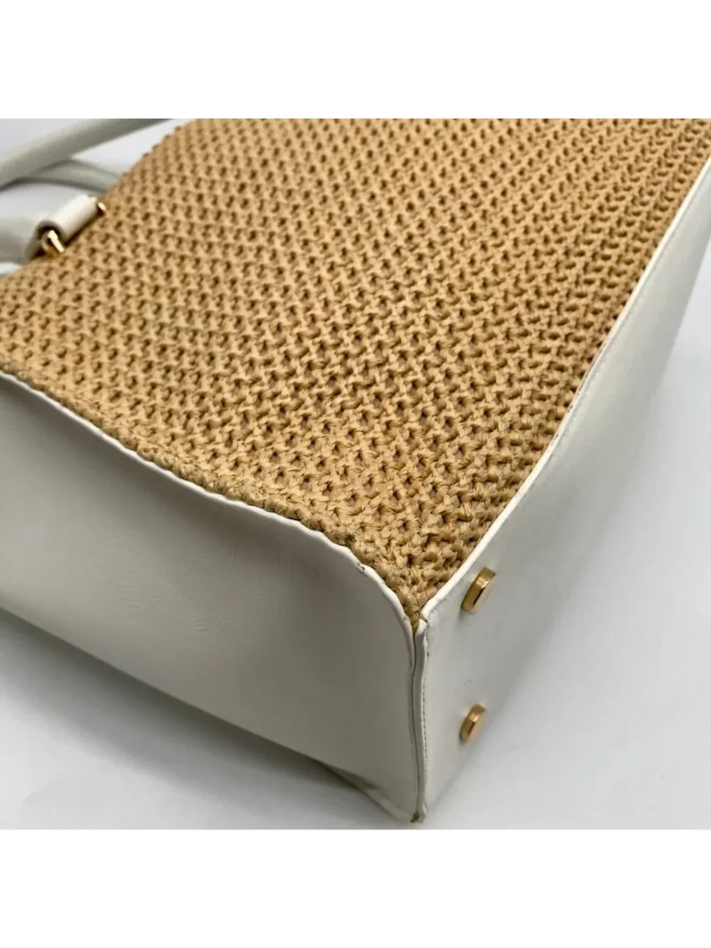 I.N.C. International Concepts Vanilla Straw Caitii Medium Satchel Bag